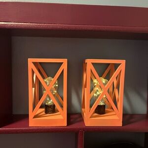 Coral Geometric Lantern Set
